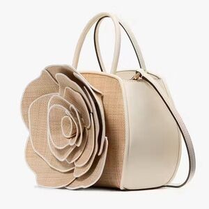 Kate Spade 3D Flora rose straw crossbody
